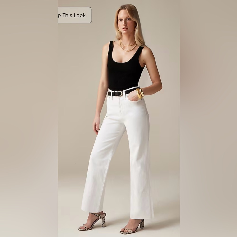 J. Crew Women's Classic White Wide Leg Jeans